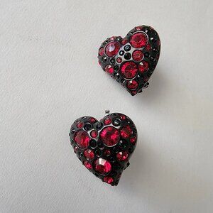 Signed Fifth Avenue Collection Heart Clip On Earrings